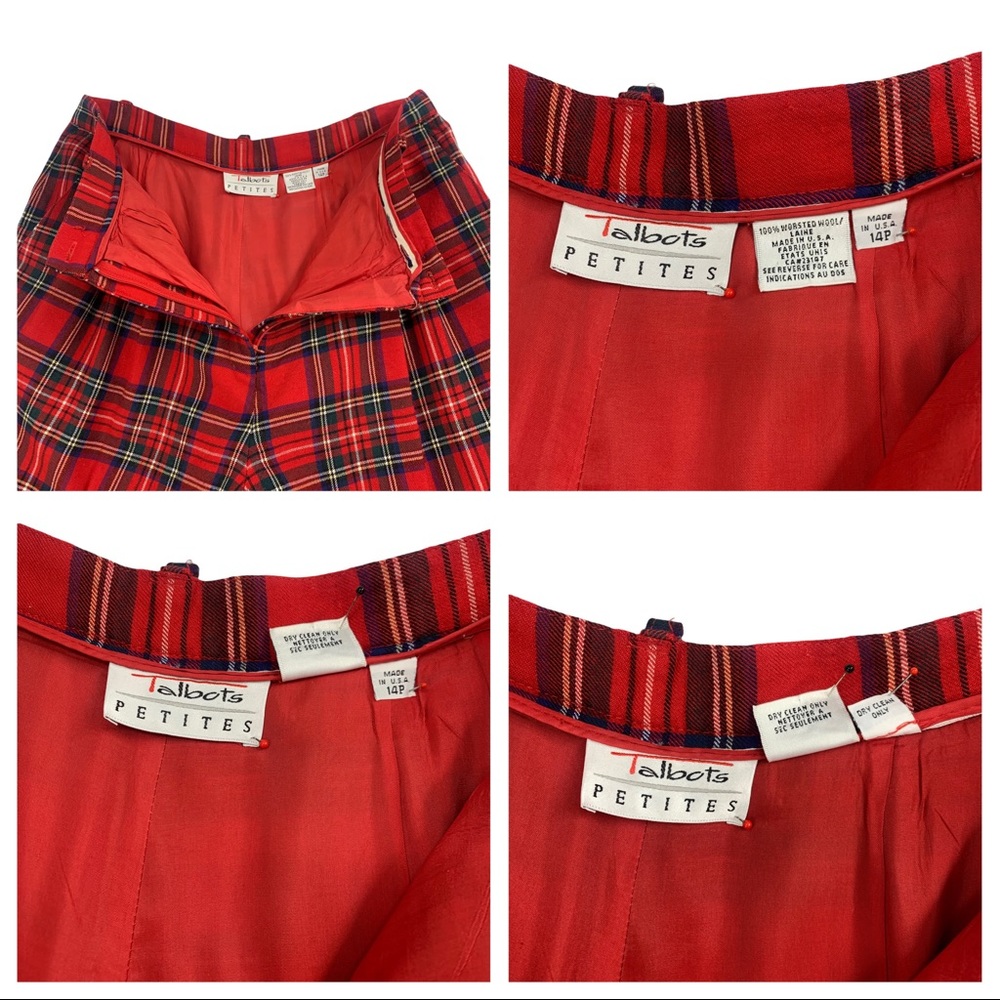 Vintage 100% Wool Red Plaid Shorts- Made in the USA by Talbots Petites - Picture 11 of 13